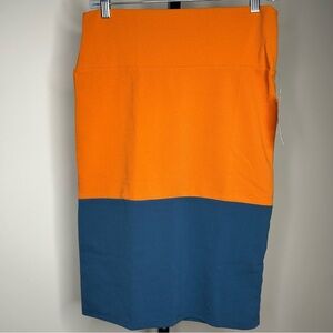 LuLaRoe Medium(10-12) Cassie‎ Skirt-Orange Blue Pencil Skirt Knee-Length new